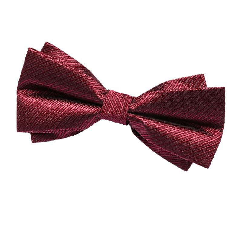 Men'S Bow Tie Best Man Groom Burgundy Solid Color Double Triangle Shirt Wedding Wedding British Korean Edition Bow Women