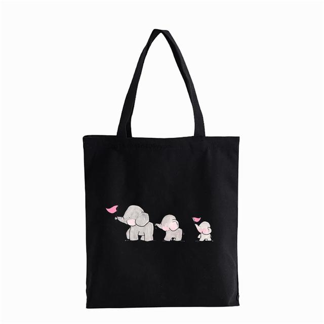 

Женская сумка с милым животным принтом, повседневная сумка-тоут, большая вместительная холщовая сумка Bolsas 24*26cm