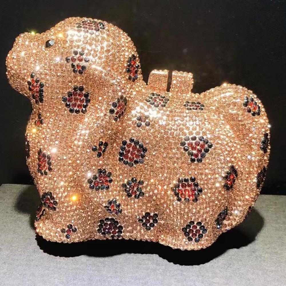 Puppy  Diamond Evening Bag Dog Crystal Handbag Rhinestone Bags Wedding Bridal Purse Luxury Crystal Clutches Women Party Purses
