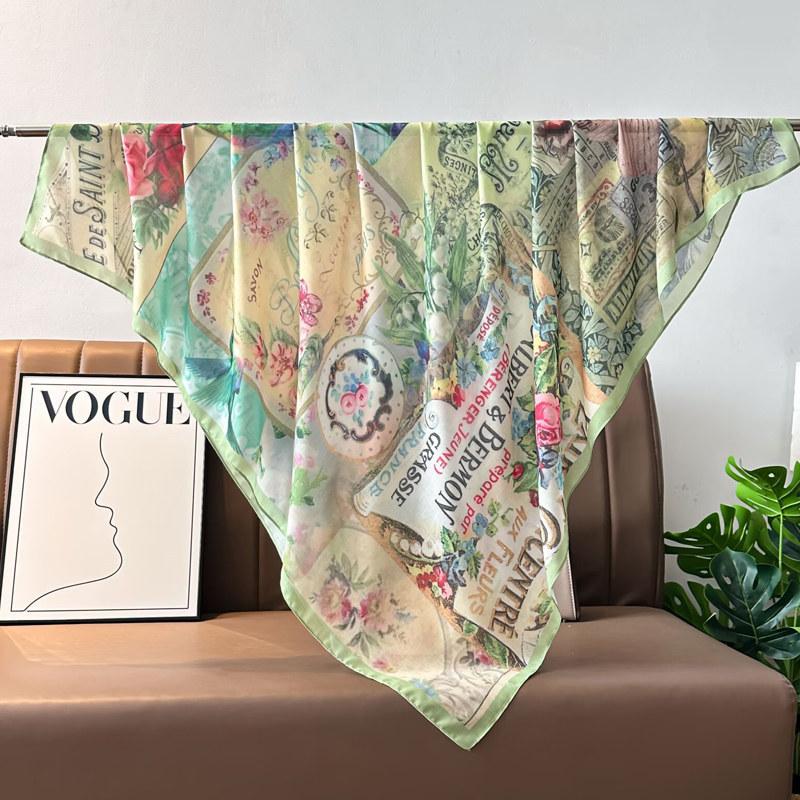 French retro ethnic style 111 imitation silk scarf large square scarf with shawl beach towel for women in spring and autumn