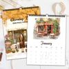 1pc 2026 Hand-Painted Illustration Healing Flower Shop Series Wall Calendar, 12 Designs, Ideal for Birthday, Christmas Gifts