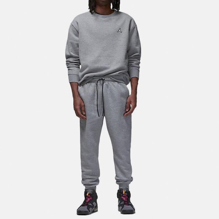 Jordan Solid Color Logo Embroidery Elastic Waist Drawstring Casual Pants Men Bottoms Gray DQ7341-091