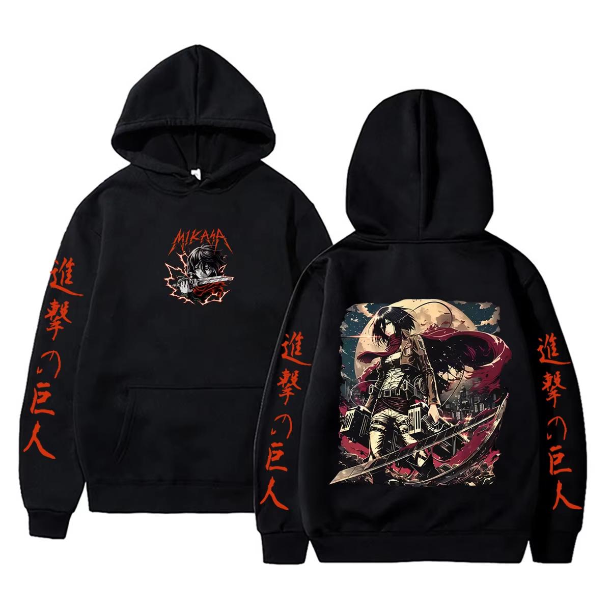Anime Attack on Titan Mikasa Ackerman Hoodie Men Women Manga Oversized Streetwear Men s Fashion Casual Vintage Pullover Hoodie 4XL