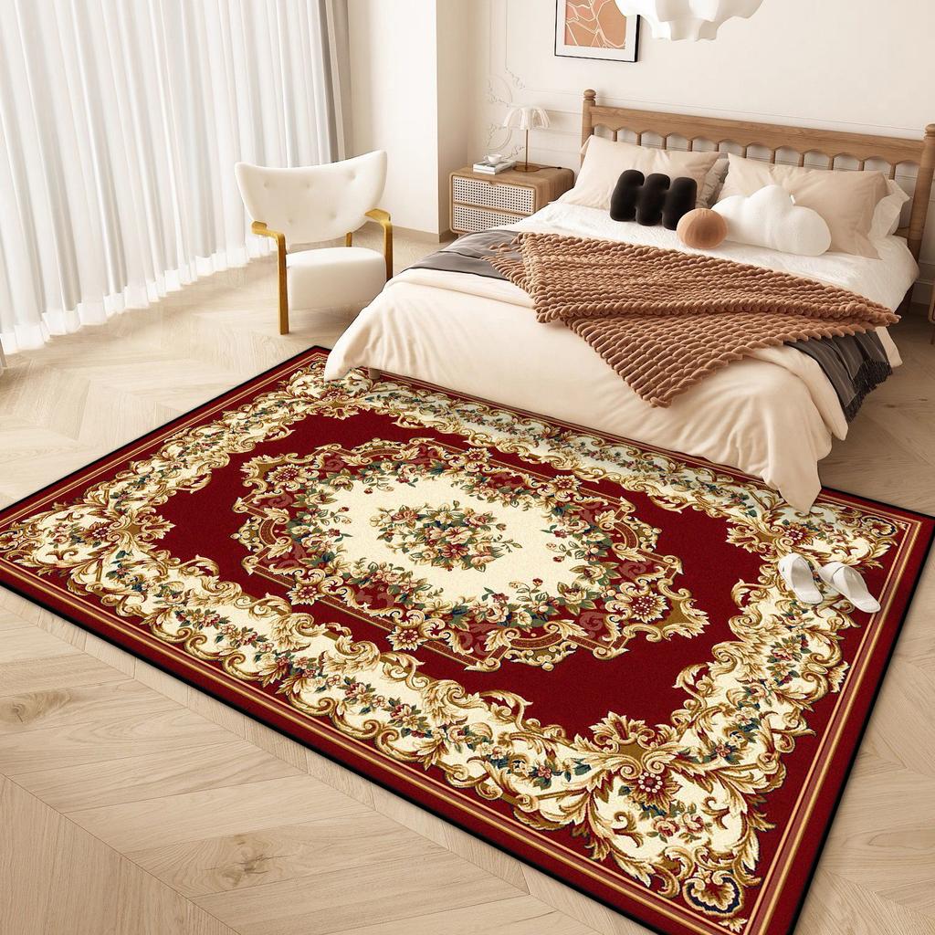 European Style Luxury Living Room Rug Big Size Antiskid Flower Design Bedroom Decor Bedend Carpet Easy Clean Entrance Door Mat