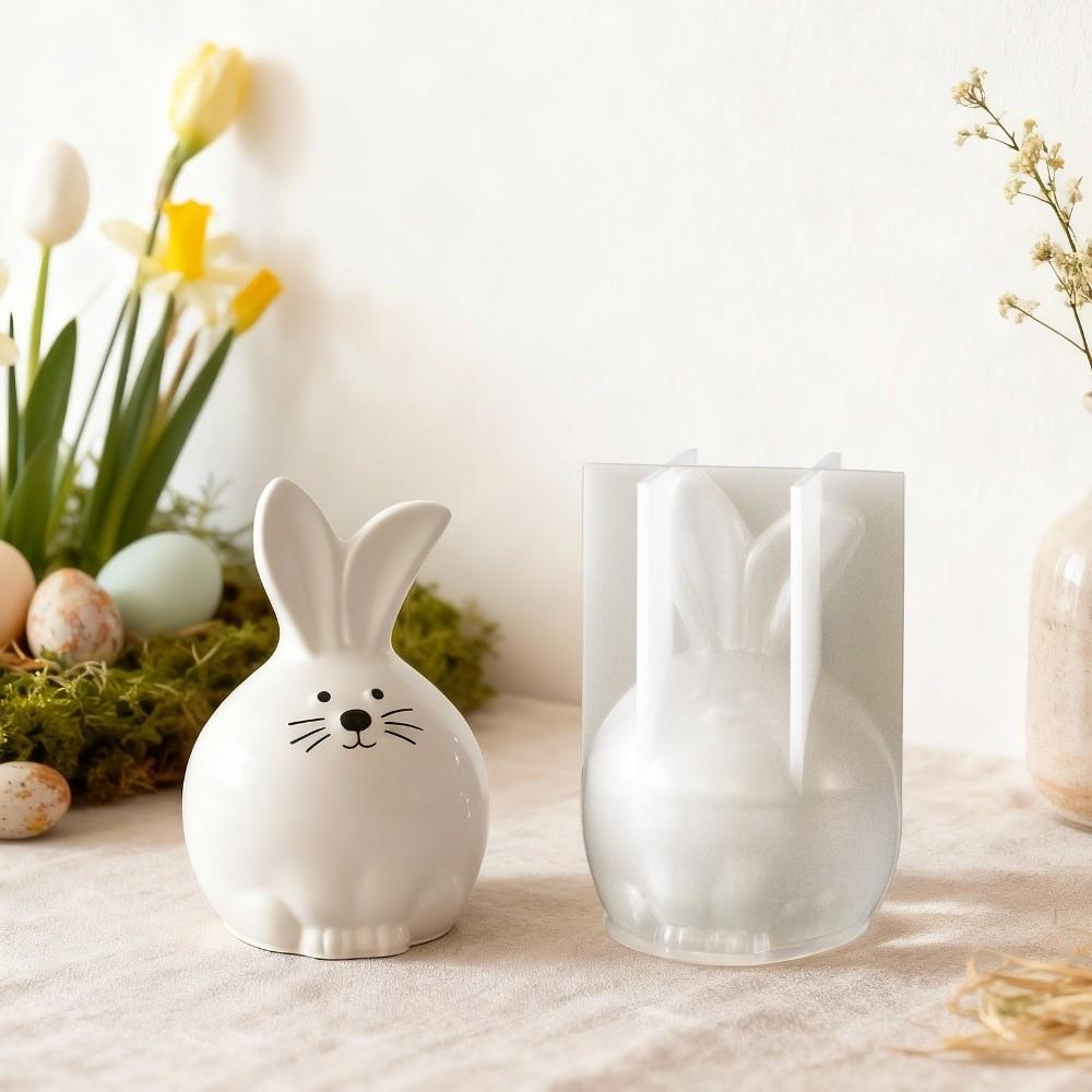 Ornament Cute Easter Bunny Silicone Mold DIY Crafts Flexible 3D Rabbit Mold Non-Stick Reusable Soap Making Mold Gift Creating