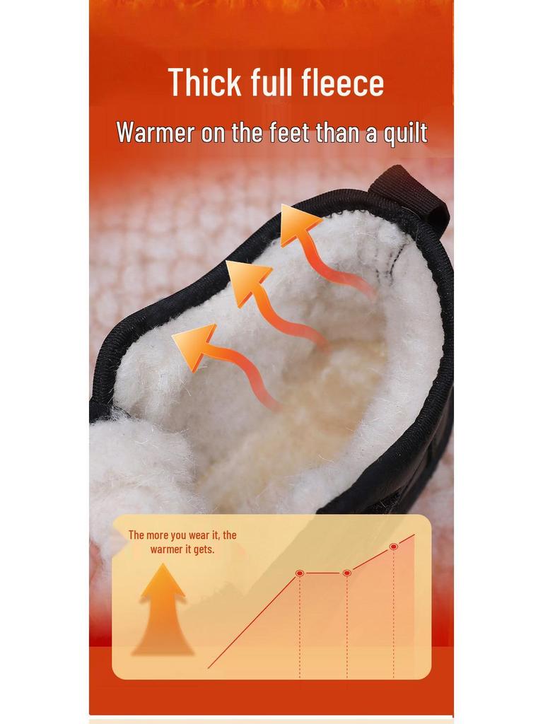 Women's Fleece-Lined Slip-On Winter Boots - Non-Slip and Warm Cotton Shoes for Middle-Aged and Elderly