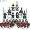 MOC Medieval Castle Green Dragon Knight Figures Building Block Ancient Roman Soldier Weapon Shield War Horse Boy Toys Gift K149