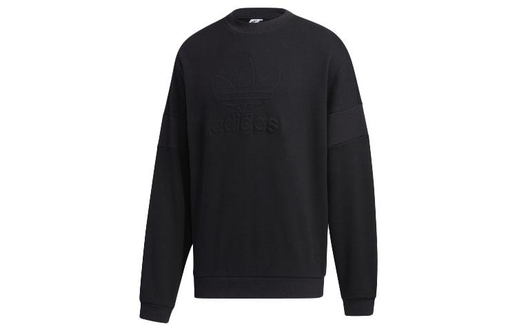 Adidas Originals Trefoil Sweatshirts Men s Black Crew Neck Moderate Regular GT7297 XS