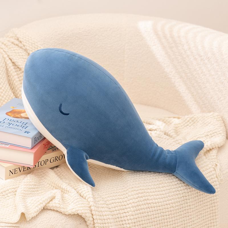 Blue Whale Plush Toy Down Cotton Stuffed Ultra Soft Aquatic Animal Cartoon Plushie Sleeping Pillow Companion Men Gift