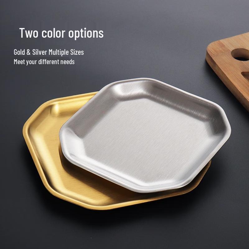 ZISIZ Korean Style Octagonal Stainless Steel Dish Set