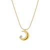 EFFIE QUEEN Fashion New Design Moon Pendant Chain Necklace Jewelry 18k Gold Plated Stainless Steel Zircon Choker Chain STKN19