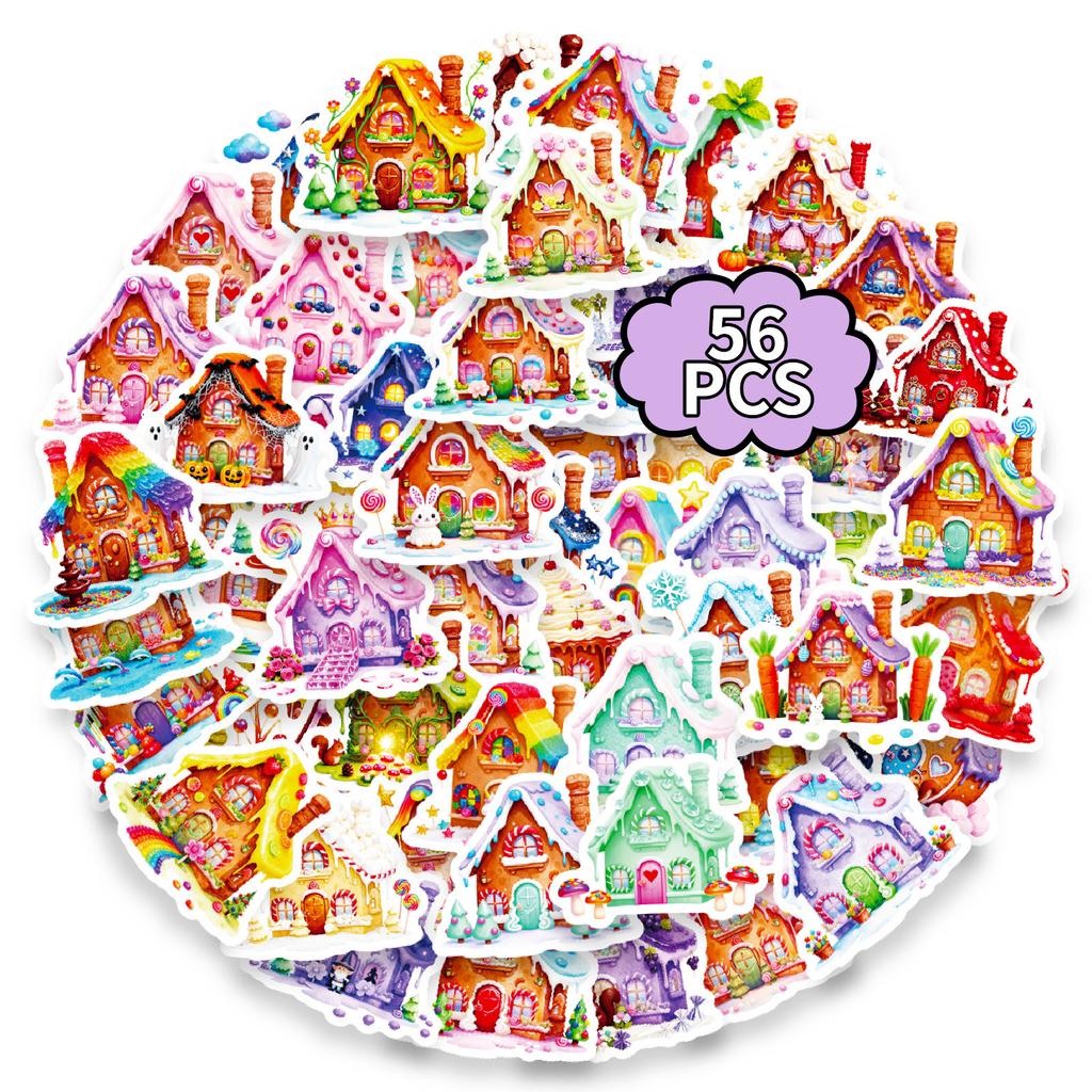 56 Dream Warm Candy House Graffiti Stickers Children'S Handmade Decorative Stickers Reward Toy Stickers