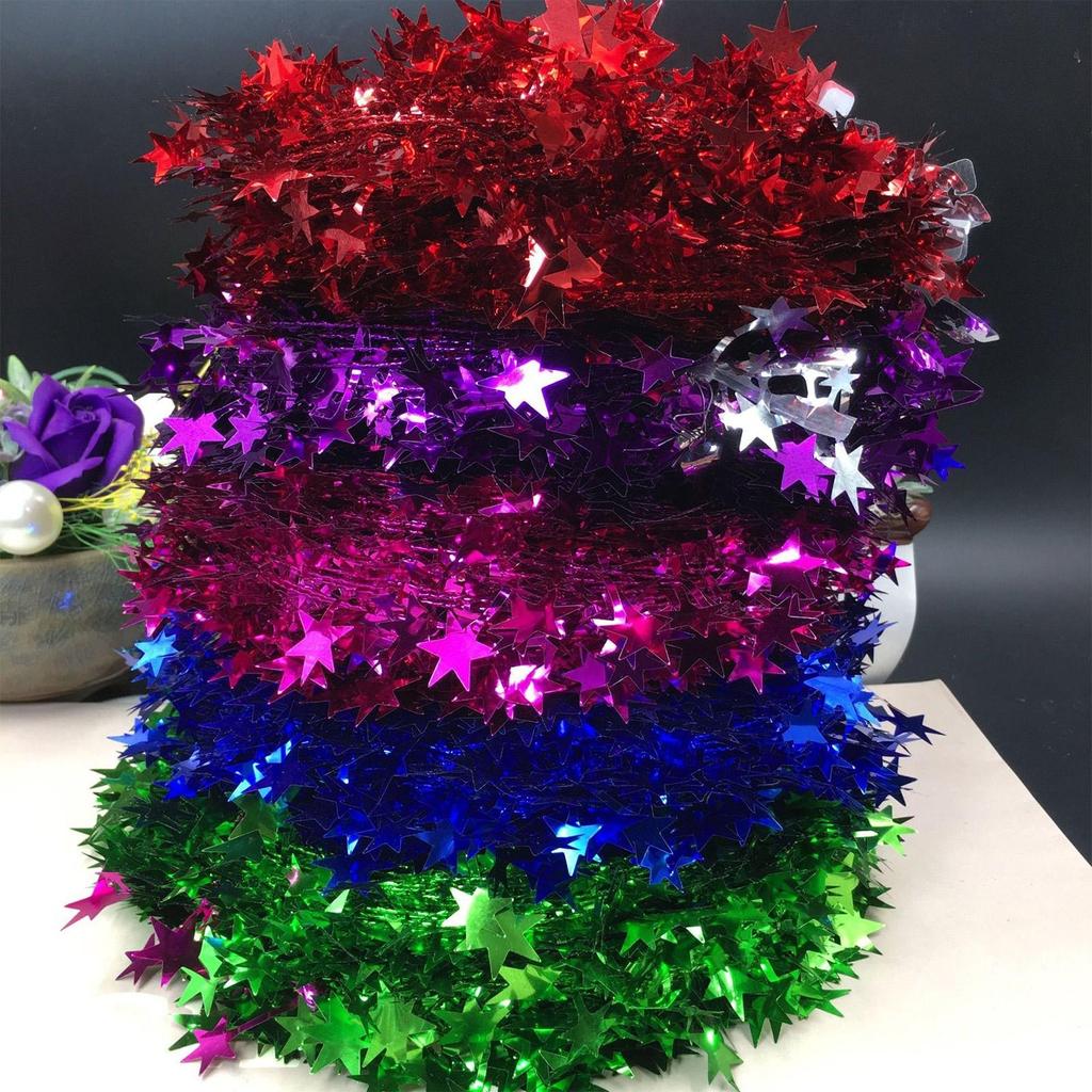 1 Stück 7,5 Meter Gold Silber Sterne Drahtgirlande Lametta Stern Rattan Weihnachtsbaum Dekoration Für Zuhause Hochzeit Geburtstag Weihnachten Party