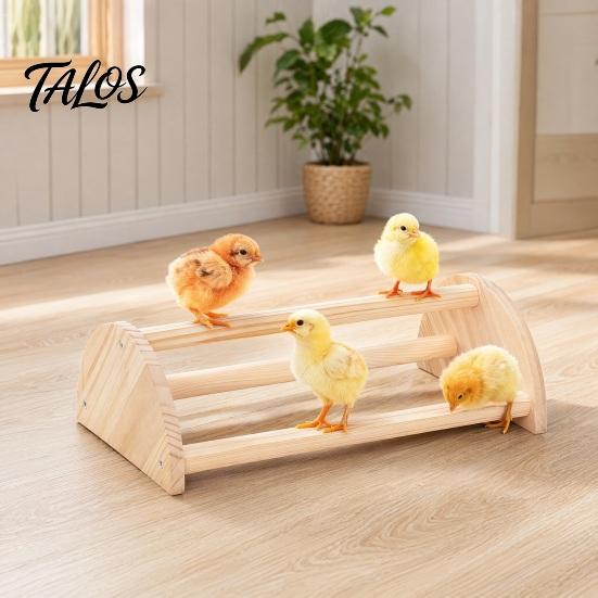 Poultry Coop Perch Wooden Chick Stand, Pine Wood Chicken Roosting Bar, Semi-Circular Backyard Accessories Toy Jungle Gym for Brooder Parrots