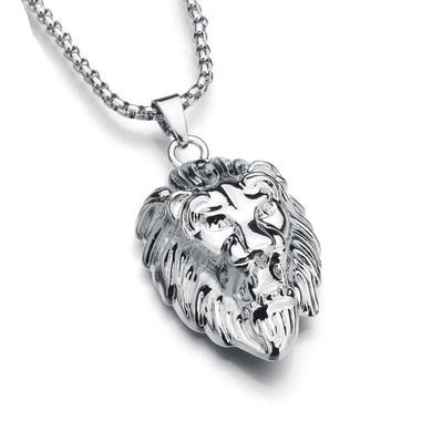 Lion Head Pendant, Stainless Steel Necklace, Men'S And Women'S Hipster Personality Pendant, Nightclub Hip-Hop Dance Long Shirt Chain
