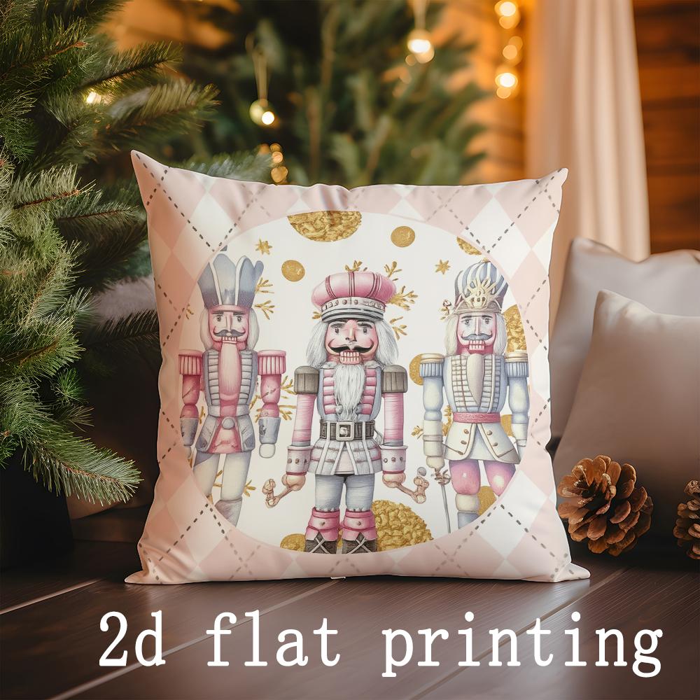 

Home Decor Nutcracker & Christmas Pattern Pillow Covers Pattern Cushion Cover Suitable for Sofa Bedroom Car Pillow Cover 16x16Inch