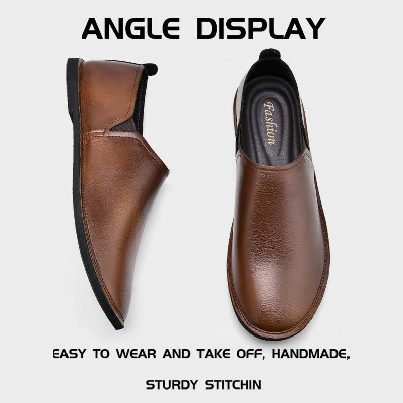 Fashion Business Breathable Loafers Mens Genuine Leather Flats Comfortable Soft Sole Shoes Moccasins Ultra-light Slip on Walking Shoes