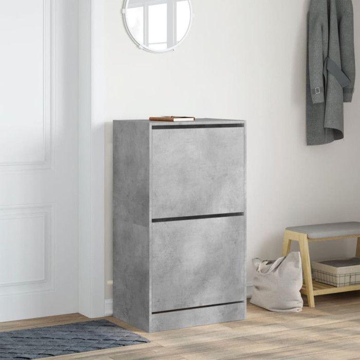 VidaXL Shoe Cabinet 2 Drop-Down Drawers Concrete Grey 3214388