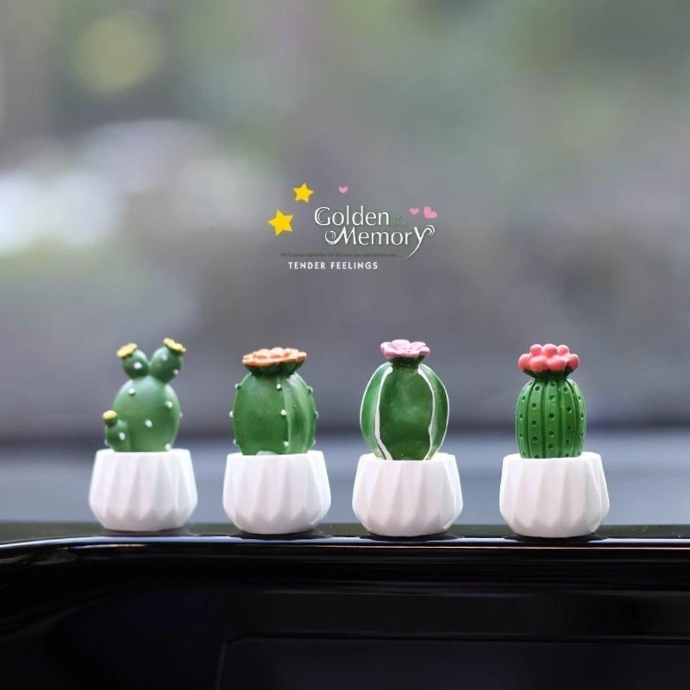 Mini Cute Cactus Car Ornament DIY Dashboard Miniatyr Ornament