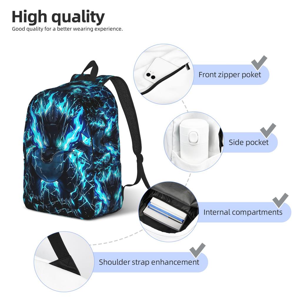 Style Pokemon Gengar Crack Texture Rucksack Mochilas Lightweight For Work Zip Closure Rucksack Featuring Durable Construction