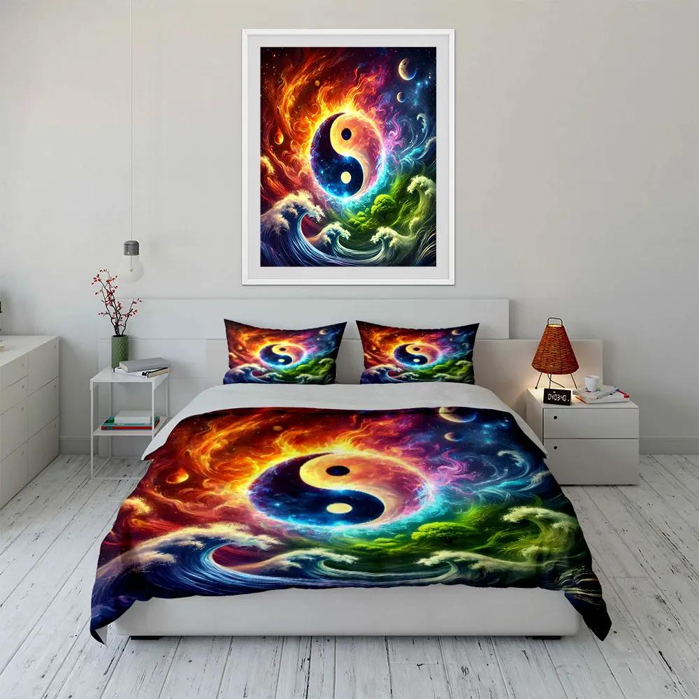 "Yin Yang Elements Decor Set" Soft Comfortable Duvet Cover Bedding Set Included 1*Duvet Cover & 2*Pillowcases gift