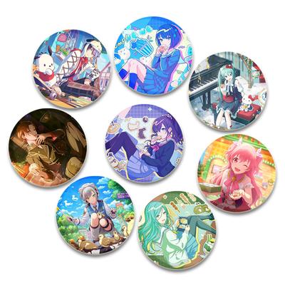 32/44/58 mm Project SEKAI Pocínovaný špendlík Kulatý kreslený zacvakávací brože na batoh Cothes Příslušenství Anime Collection Dekorace odznaku Roztomilé