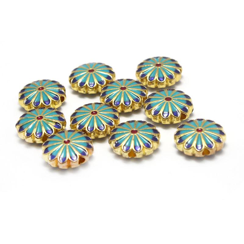 10pcs Copper Metal Drop Oil Flower Spacer Beads Charm for Jewelry Making Beads Accessories fit Earrings Bracelet DIY Accessories