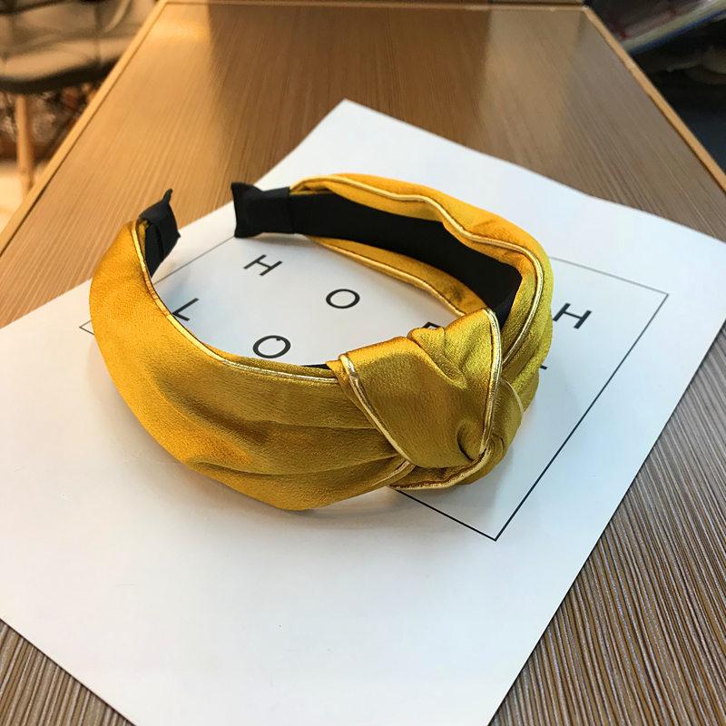 18K Gold Silk Knotted Headband Hairband High Quality Women Bright Satin Fabric Hairband Turban Knot Hair Accessories