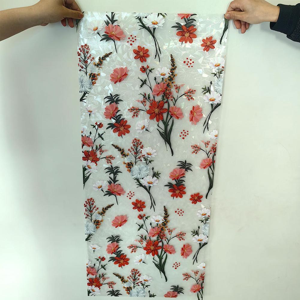 Fensterfolie mit Blumen-Motiv, statisch haftend, Glasaufkleber, nicht klebend, bunt, abnehmbarer Türbelag für Badezimmer und Schlafzimmer