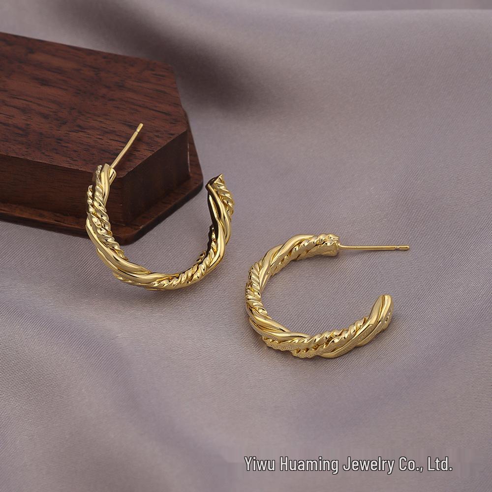 Silver Needle Circle Earrings, Fashionable High-End Copper Ear Hoops, Light Luxury, Versatile Jewelry Accessory.