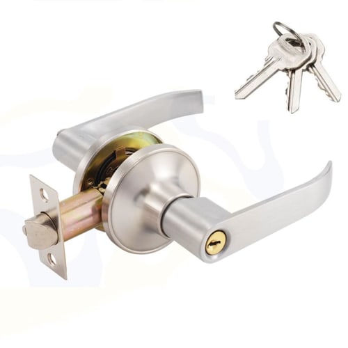 DIFEIUKI Door Knob with 3 Keys, Door Lever, Lever Handle Lock, Anti-Corrosion, Anti-Rust, Anti-Theft, Door Knob Replacement Lever, Suitable for Bathro