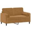 2 Seater Sofa with Decorative Cushions Brown 120 Cm Velvet