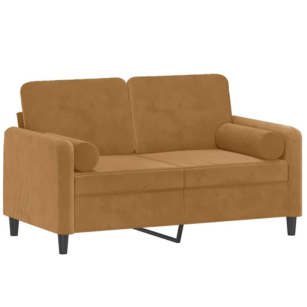 Vidaxl 2-Osobowa Sofa Z Poduszkami, Brązowa, 120 Cm, Aksamit