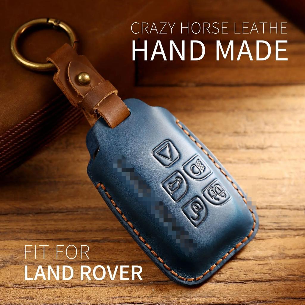 Leather Car Key Case Cover for Land Rover Range Rover Sport Discovery 3 4 Elander 2 Evoque Accessories Holder Shell Keychain