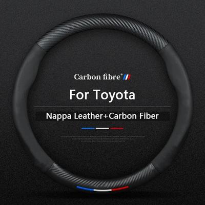 Housse de volant en cuir fibre de carbone pour Toyota Camry RAV4 Corolla 86 Reiz CHR Celica Vitz Highlander Yaris Avalon