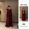 High-End Red Sweater & Wide-Leg Pants Two-Piece Set: Slimming, Waist-Cinched, Irregular Design for New Year