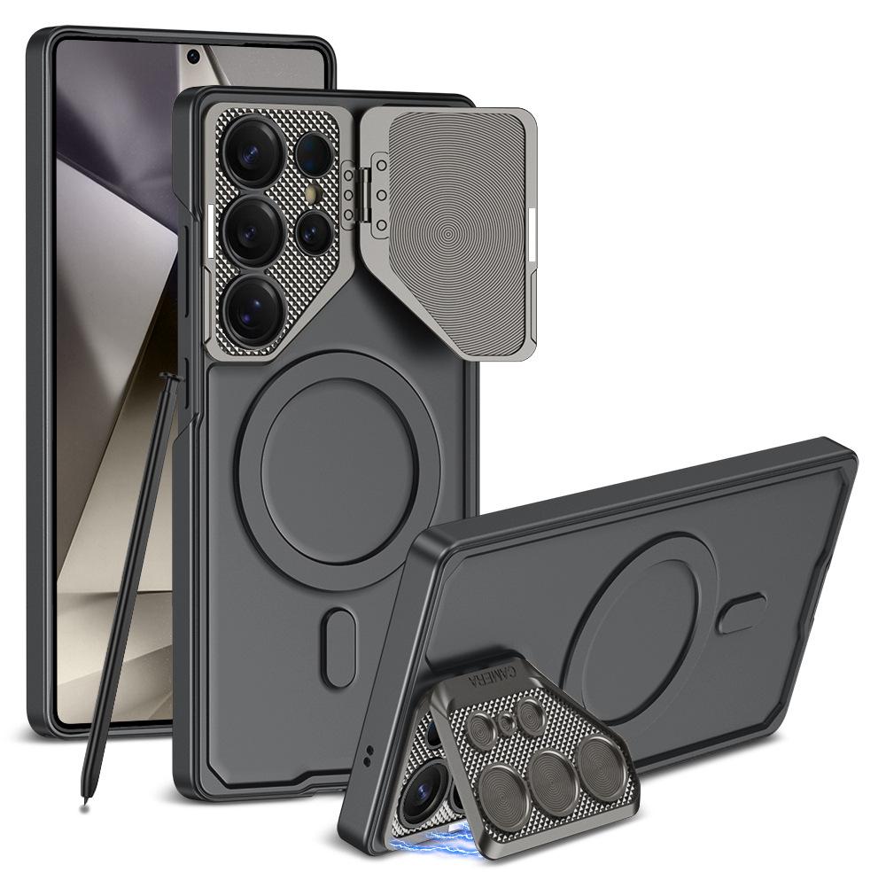 

Suitable for Samsung S25u Bracket Mobile Phone Case S24 Ultra Thin Magnetic Absorbing Wireless Charging Lens Protection SM-S24Ultra