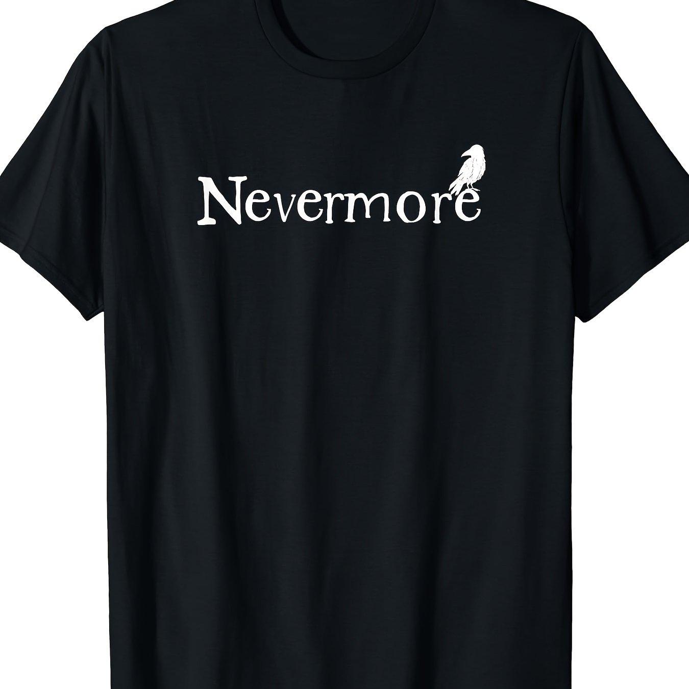 Nevermore Raven Poe Poem Graphic Tee Soft Cotton Casual Short Sleeve TShirt for Men S