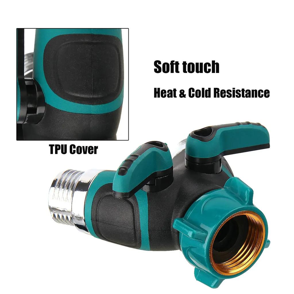 Horticultural Y-shaped Zinc Alloy Double-way Diverter Fitting for Irrigation, Adjustable Water Stop Valve, Water Pipe Connector