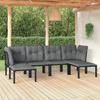 Vidaxl 6-Cz. Garden Lounge Set, Black-Grey, Poly Rattan