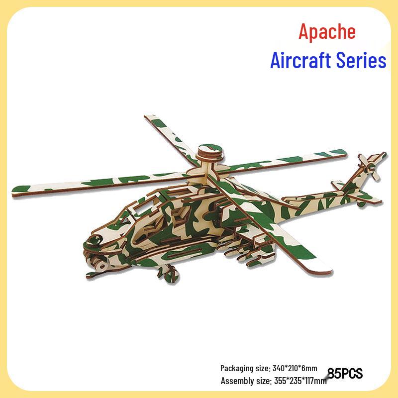 Handmade 3D Wooden Military Tank Model Puzzle for Children