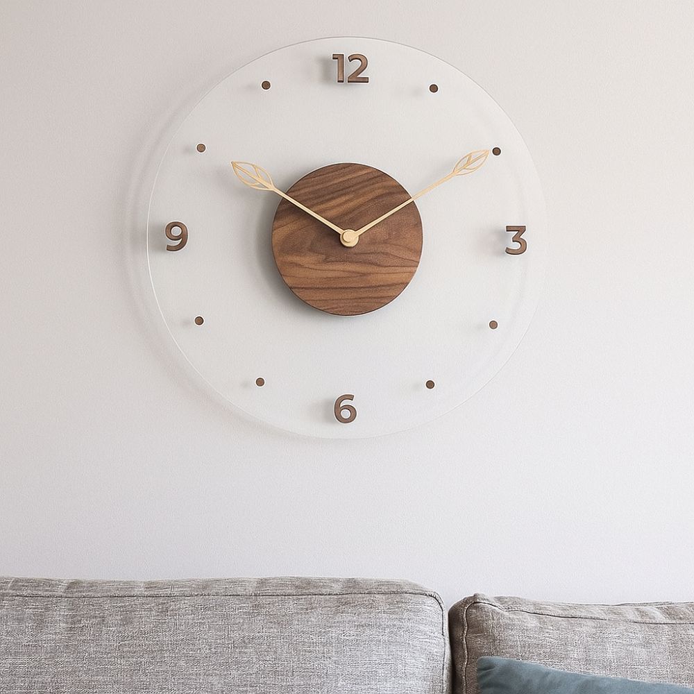 Solid Wood Digital Wall Watch Transparent Scale Clock Simple Style Hanging Clock  Wall Ornament