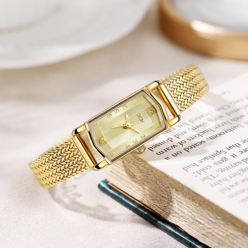 Klein Gouden Horloge Voor Dames Quartz Polshorloge Met Decoratief Wijzerplaat