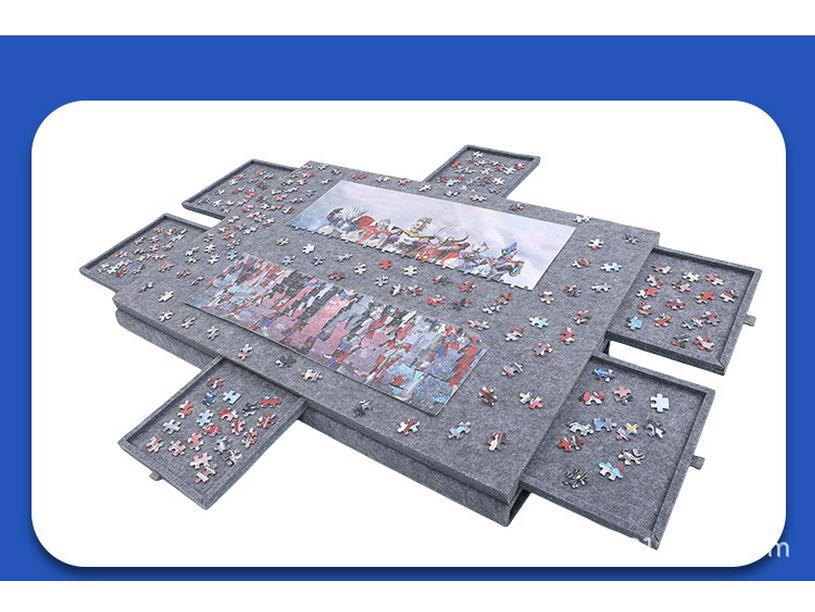 Jigsaw Puzzle Sorting Felt Board with 6 Drawers - Non-slip, Foldable, Tiltable Children's Easel.