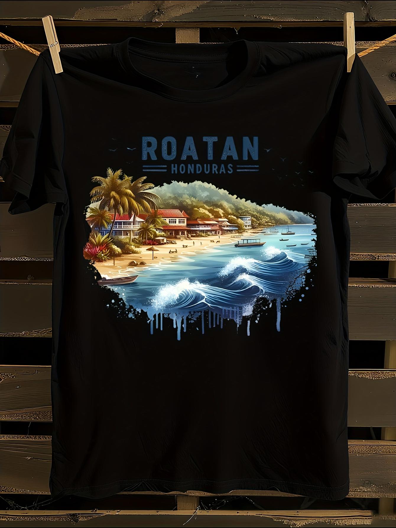Roatan Bay Islands Honduras Tropical Print T-shirt S