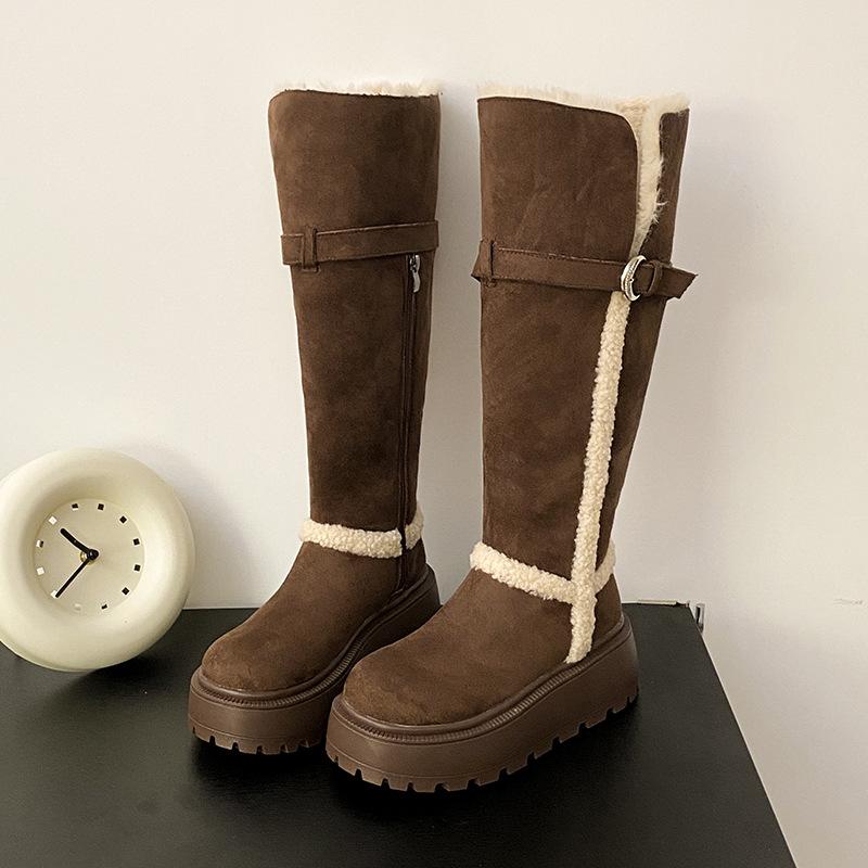 Spot vielseitige aber kniehohe Schneestiefel 2025 Winter neue Samt Damenstiefel zwei Trageweisen dicksohlige thermische hohe Stiefel Damen