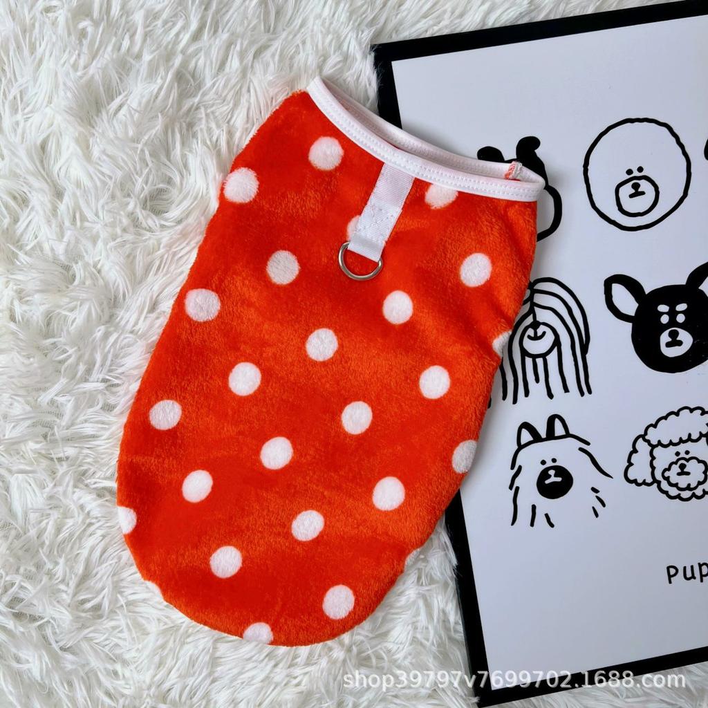 Pet dog dog clothes cat print flannel vest small dog teddy