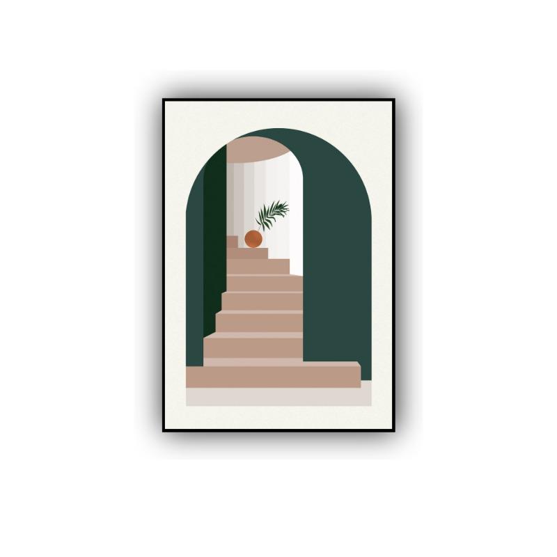 Minimalist Boho Abstract Wall Art Prints Geometry Building Staircase Canvas Painting Living Room Bedroom Decoration