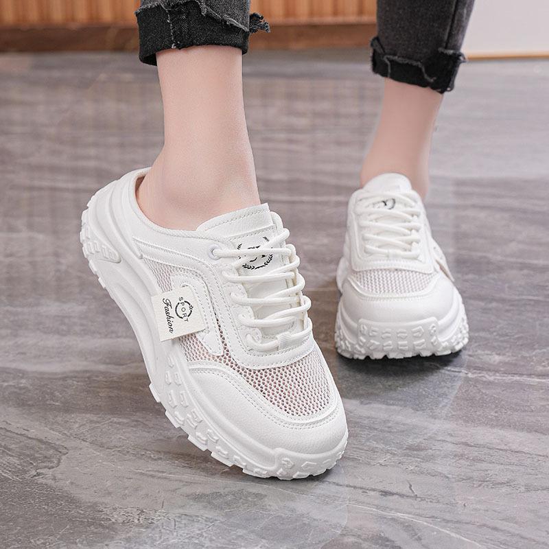 Summer new mesh breathable bag head shoes ins half slippers platform casual shoes CY