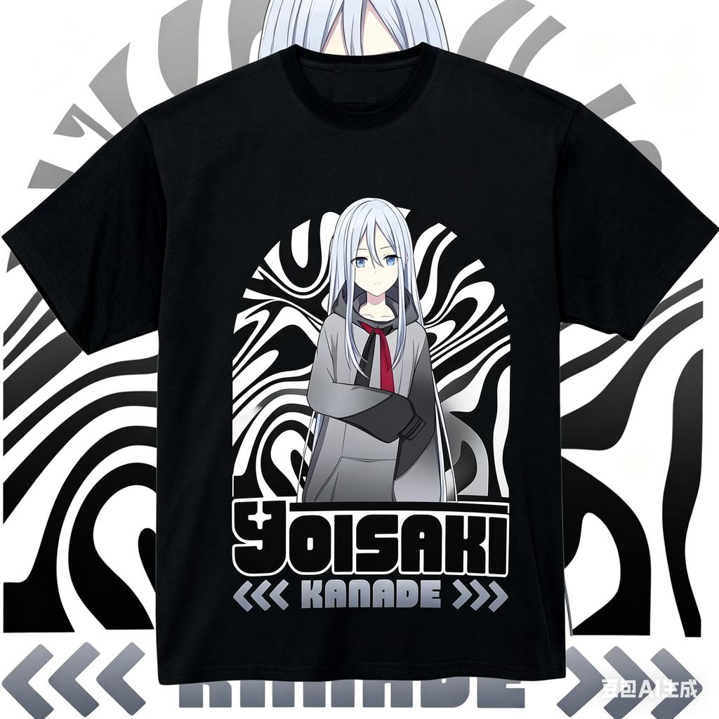 2026 Summer Project Sekai Single Black TShirt Haruka Kiritani Blue Idol Anime Oversized Cotton Tee For Vocaloid Game Fans